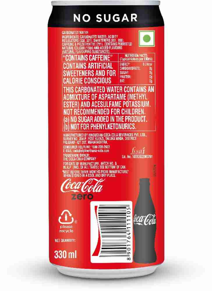 Coca-Cola Zero Soft Drink Can 330ml Pack of 24