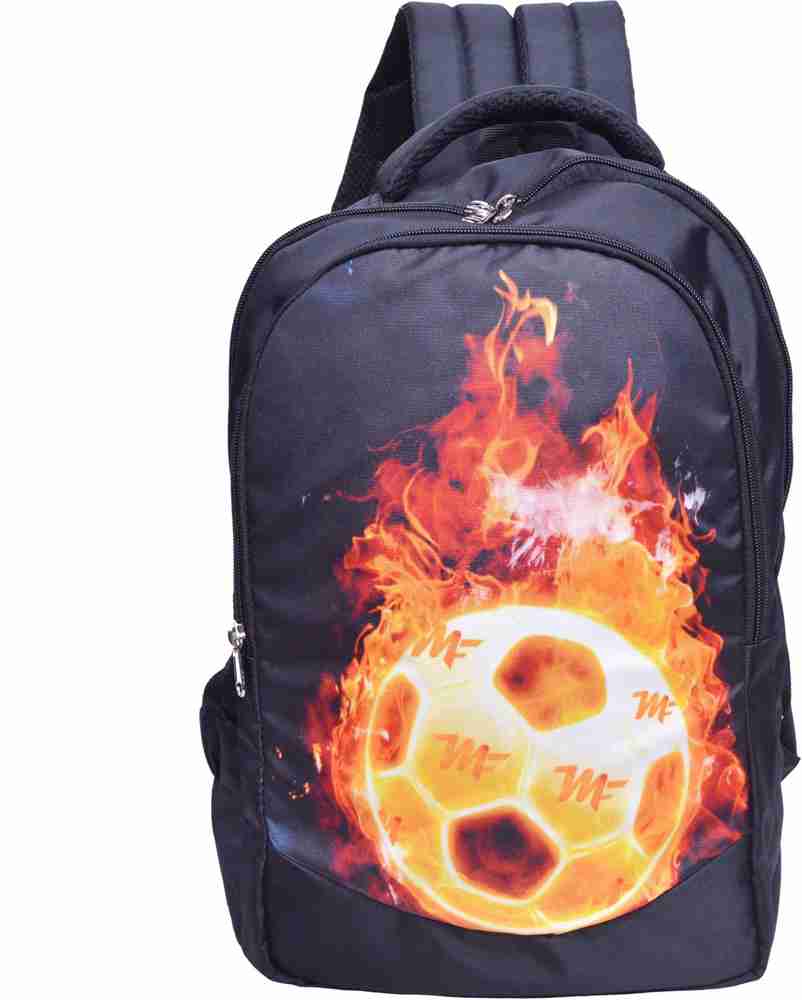 MY FAV Fire Football Print College Backpack Waterproof School Bag For Boys Girls 25 L Laptop Backpack Black Price in India Flipkart