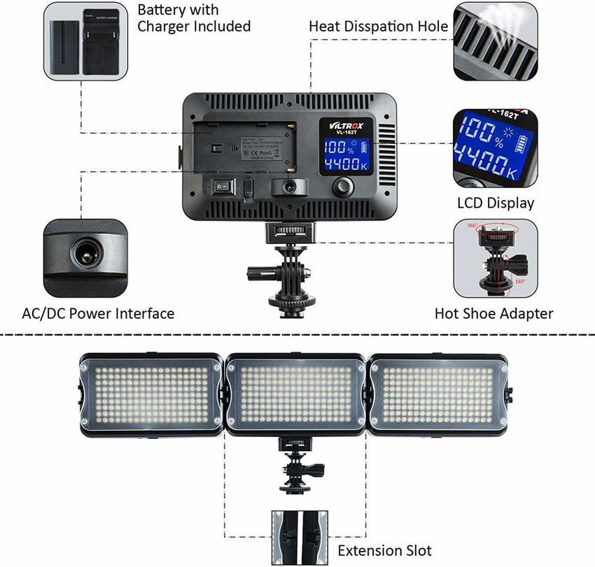 viltrox VL 162T CRI95 LED Video Light Portable Camera Photo