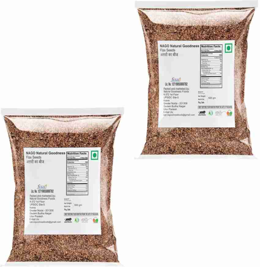 Nutri Organics Flax Seeds Raw Pouch, 1000 g
