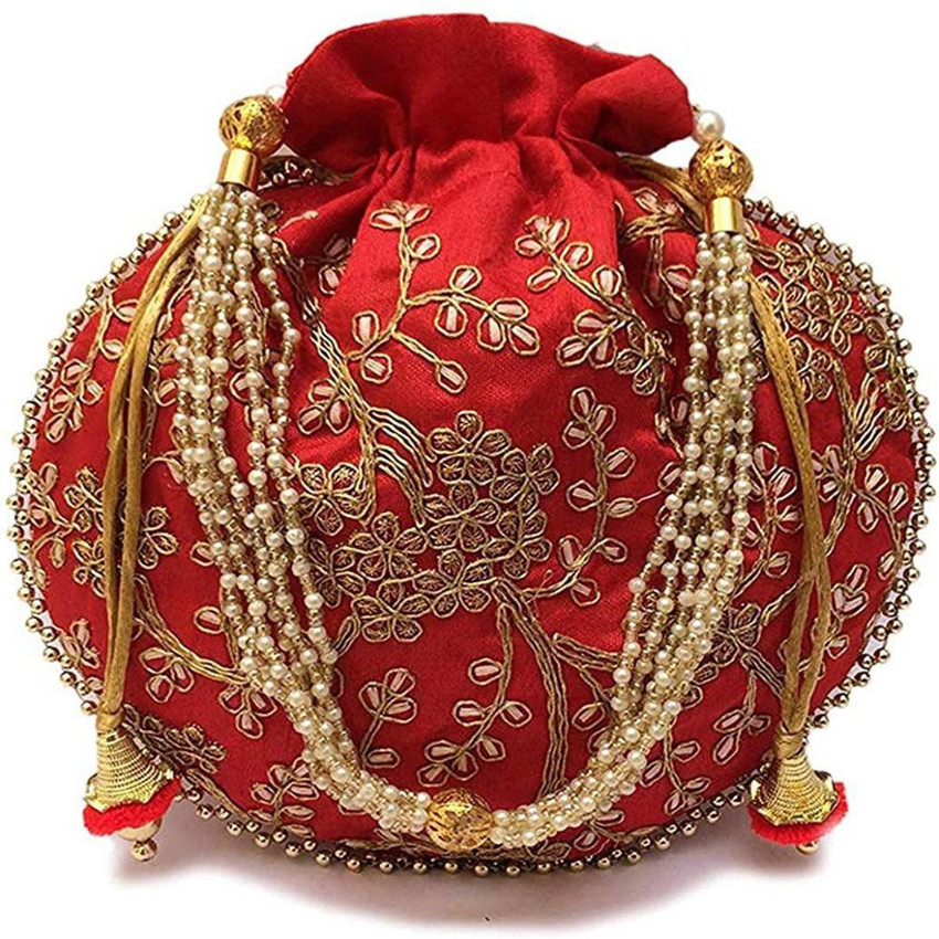 Feelorna Designer Silk Traditional Potli Bag For Girls And Women