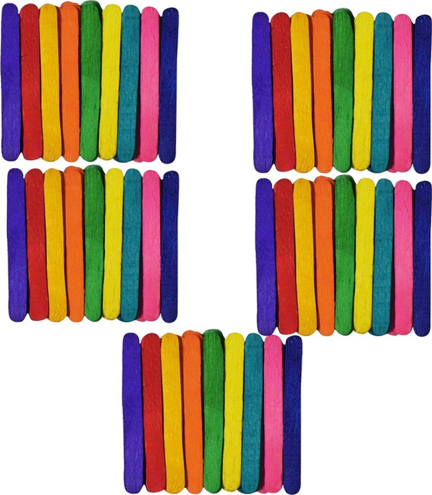 200 Colored Wooden Popsicle Sticks Assorted Colors Craft Sticks School Art Kids