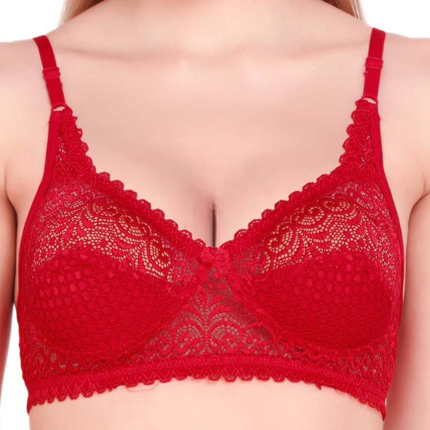 Fashion Frill Bras For Women Stylish Non-Padded Non-Wired Net Bra For Girls  (Size-34, Red) Women Full Coverage Non Padded Bra - Buy Fashion Frill Bras  For Women Stylish Non-Padded Non-Wired Net Bra