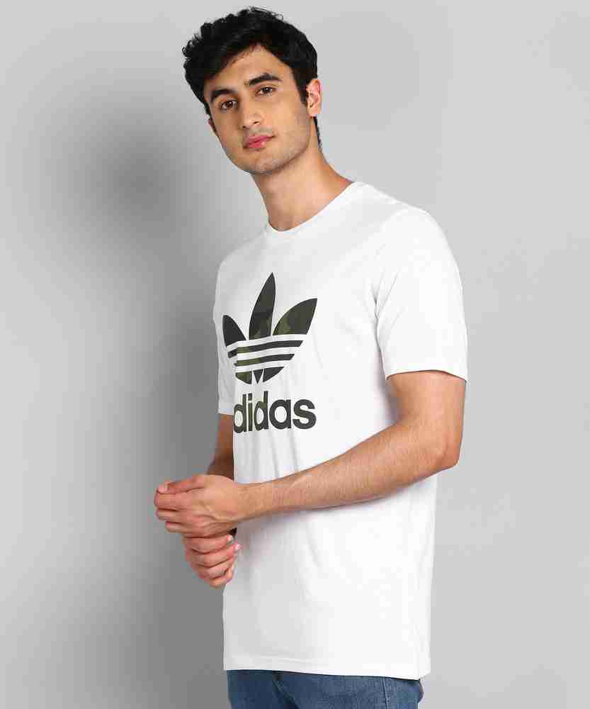 ADIDAS ORIGINALS Printed Men Round Neck White T Shirt