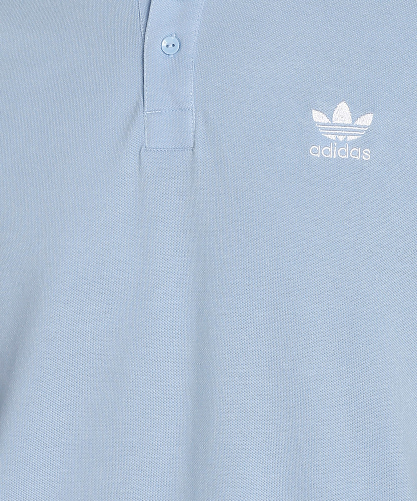 ADIDAS ORIGINALS Self Design Men Polo Neck Light Blue T Shirt