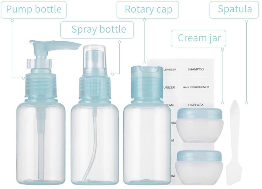 MINISO 11 pieces Travel kit Bottle Set, Portable Plastic Multipurpose  Cosmetic Toiletries Travel Refillable Bottles and jars 