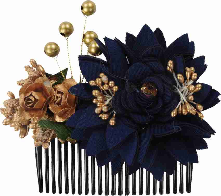 Sharda Creations Navy Blue Flower Hair Comb Clip Hair Clip Price