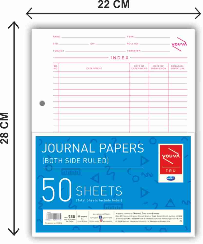 NAVNEET Journal Paper 1 Side Ruled & 1 Side Plain 22 cm x 28  cm 54 gsm Journal Paper - Journal Paper