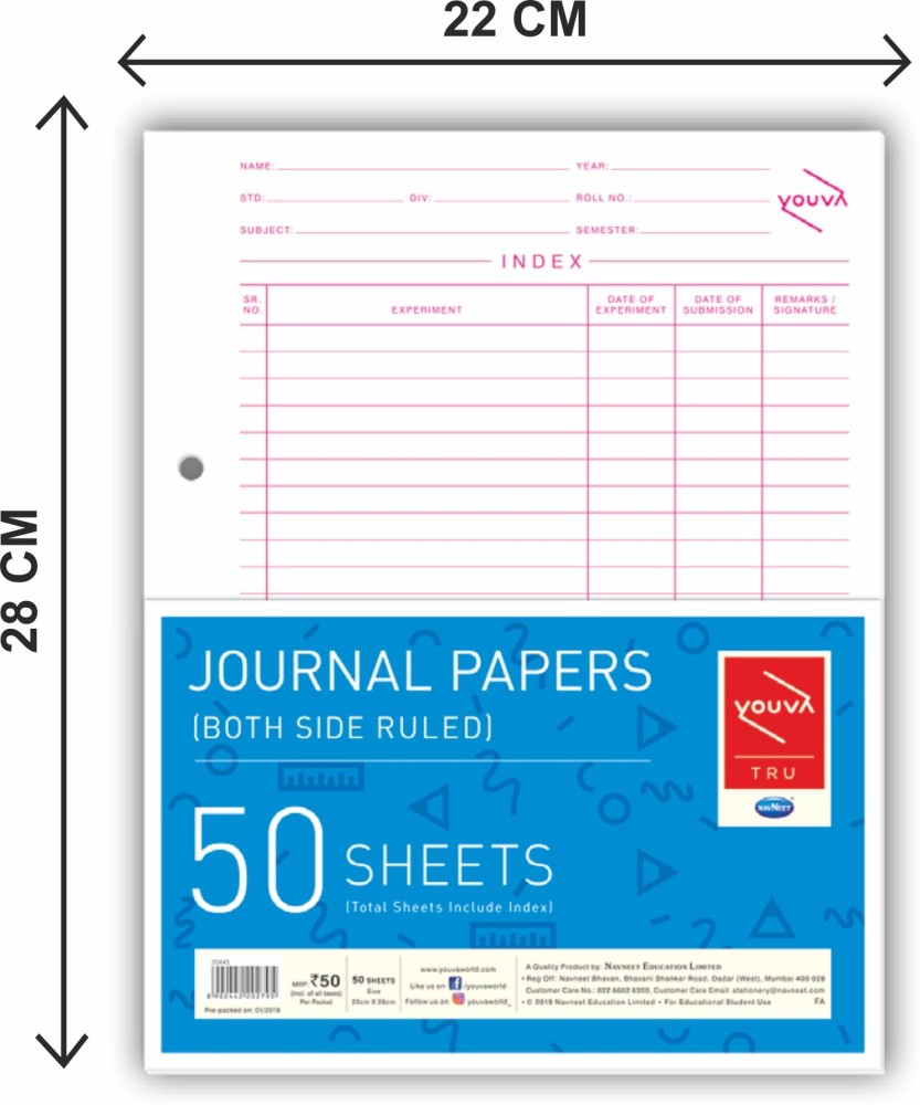 NAVNEET Journal Paper 1 Side Ruled & 1 Side Plain