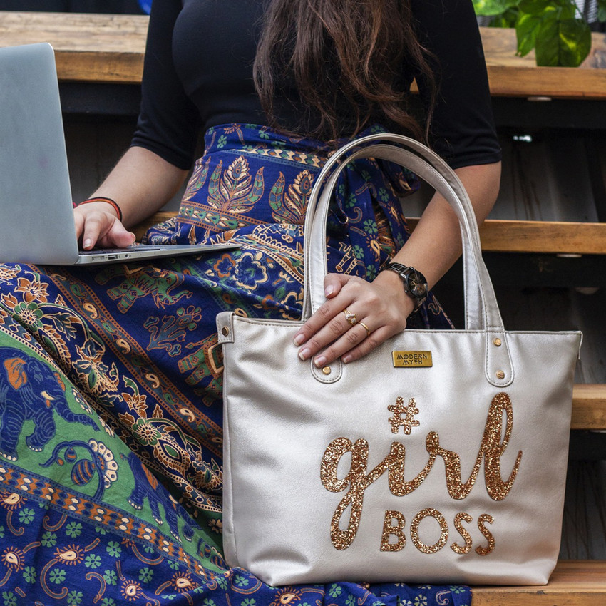 MODERN MYTH Silver Shoulder Bag GirlBoss Tote Gold Price in India Flipkart