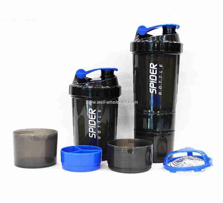 Spider Protein Shaker | Gym Shaker 500ml with 2 Storage Extra Compartment  Blue