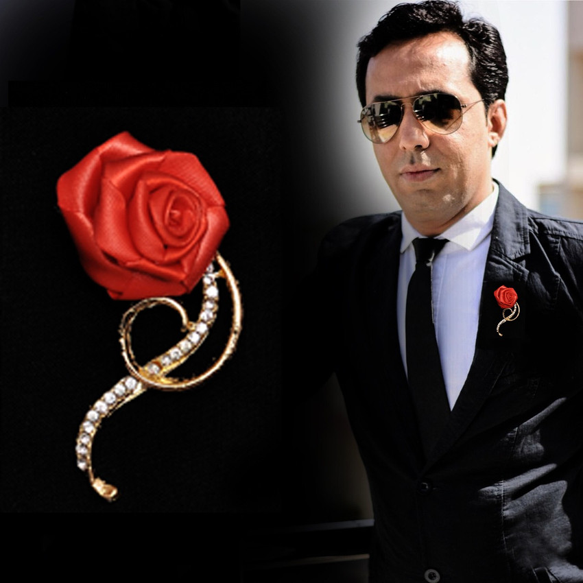Red rose brooch on sale