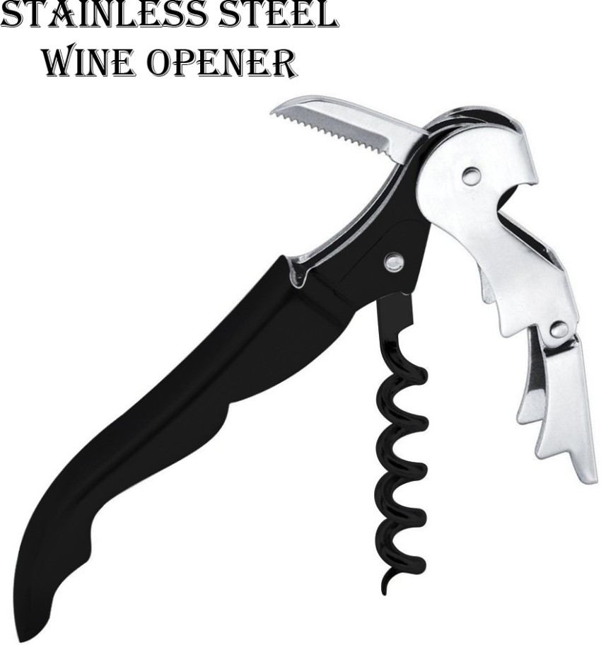 Mainstays Stainless Steel Wing Corkscrew and Wine Stopper Set, Silver 
