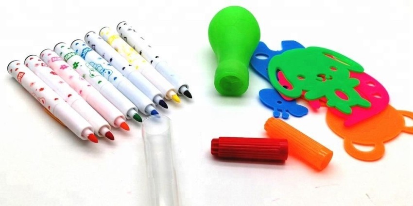 Buy SHANAYA Drawing Crafts Colour Spray Blow Pens With Stencils For Kids  Set of 12 Online at Best Prices in India  JioMart
