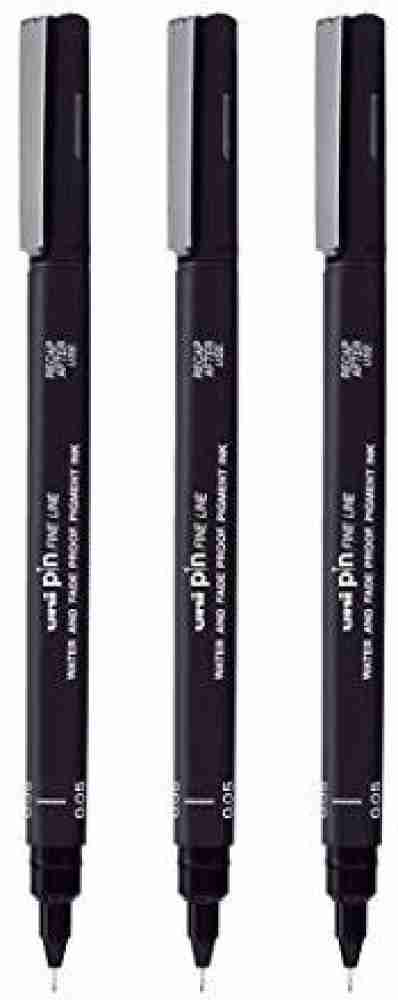 UNI-BALL PIN DRAWING PEN FINELINER ULTRA FINE LINE MARKER 0.3mm BLACK Ink -  [Pack of 3]