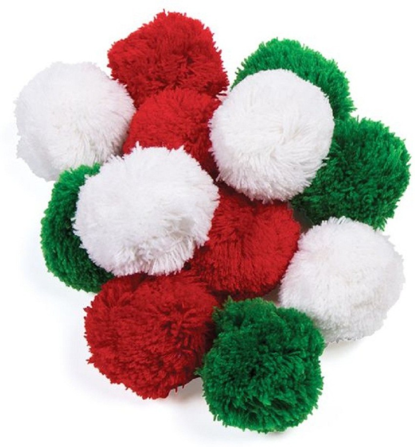 The Crafts Outlet Pom Poms, Tri-Color, 1.0-inch (25-mm), 25-pc, Red White and Blue
