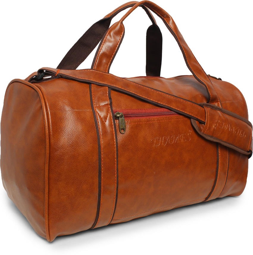 Hard Craft Textured PU Leather Stylish Travel Duffle Medium Cabin Size  Duffel Bag for Men & Women