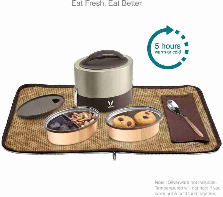 VAYA TYFFYN Flex 600 ml - Premium Vacuum Insulated Stainless Steel Tiffin  Box with Microwave Safe BP…See more VAYA TYFFYN Flex 600 ml - Premium  Vacuum