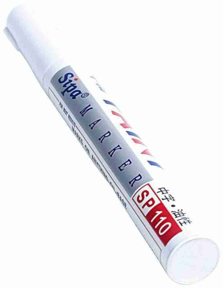 Sipa Permanent Paint Marker Pen White Color - Oil based ink,  Write on any surface - Permanent Paint Marker