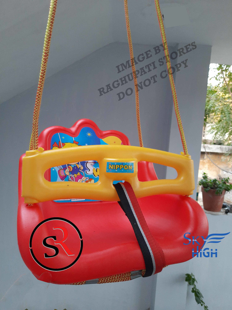 ZEUS Nippon Baby Swing Plastic Jhula with safety T For 6 months to 3 year kids playing Indoor Outdoor Plastic Swing for hanging in porch Gift Item Nippon Baby Swing Plastic