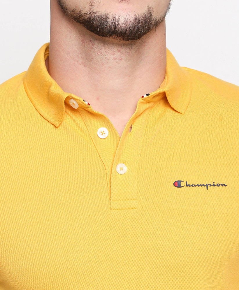 fbb CHAMPION Solid Men Polo Neck Yellow T Shirt Buy fbb