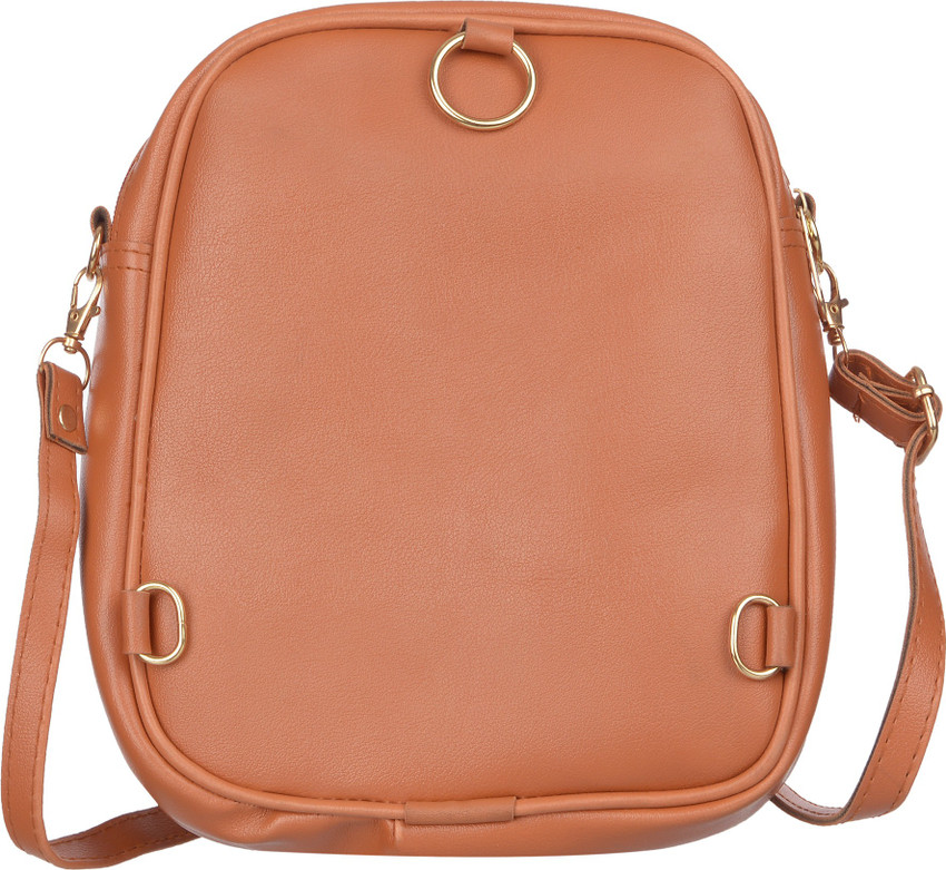 Janta Soft Genuine Leather Casual College Backpack For Women and Girls.Ladies Side bag and shoulder bag 10 L Backpack Tan Price in India Flipkart