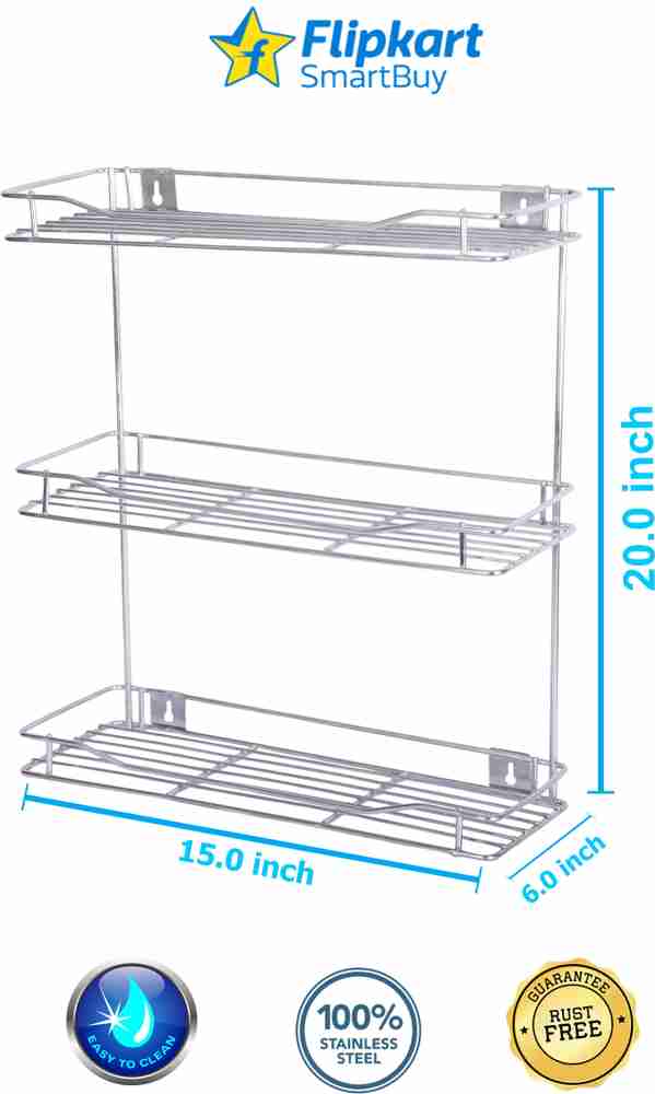 Flipkart SmartBuy Utensil Kitchen Rack Steel 15x6x20 Inch Wall Mount Kitchen Utensils Rack Steel Kitchen Rack Silver Price in India Buy Flipkart SmartBuy Utensil Kitchen Rack Steel 15x6x20 Inch Wall M...