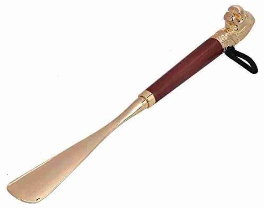 Skywalk Metal Brass Shoe Horn with Wooden Handle and Solid Brass
