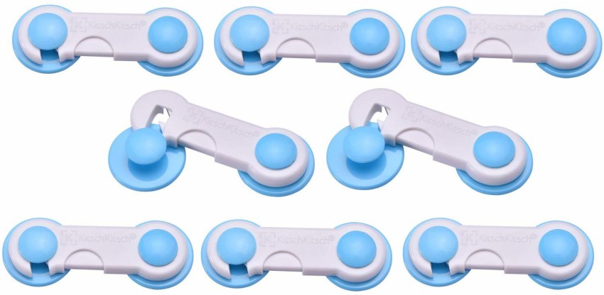 kitschkitsch Baby Safety Plastic Cabinet Locks (Gen 2 - Blue 8 Piece) 10 cm  x 4 cm x 1.5 cm -Buy Cabinet Lock online in India - Baby Care Store at