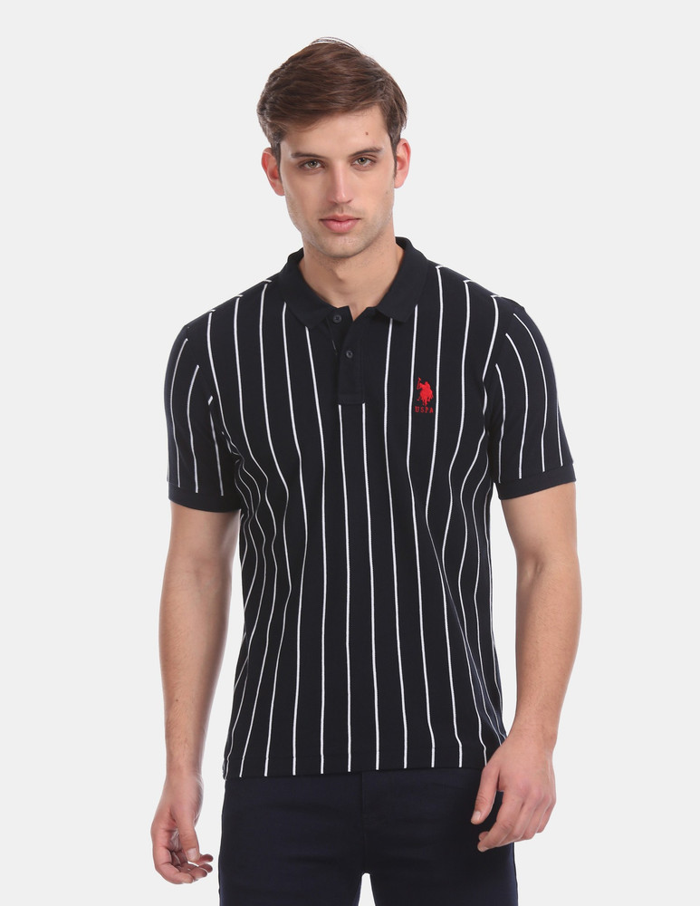 U.S. POLO ASSN. Striped Men Polo Neck White Black T Shirt Buy U.S. POLO ASSN. Striped Men Polo Neck White Black T Shirt Online at Best Prices in India Flipkart