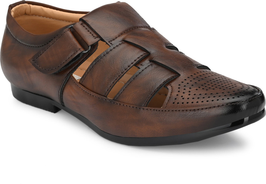 Synthetic leather sandals deals