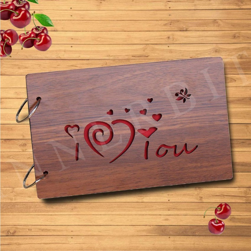 trendy homes Couple I Love You Wooden Scrapbook Photo Album for