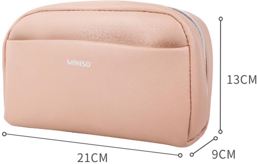 MINISO Rectangle Cosmetic Bag Portable Makeup Pouch for Womens  Multifunctional Travel Storage Toiletry Bag(Pink) 