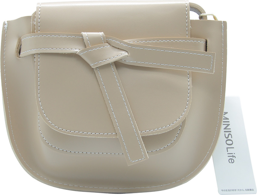 MINISO Beige Sling Bag Fashionable Saddle Bag Women s Crossbody