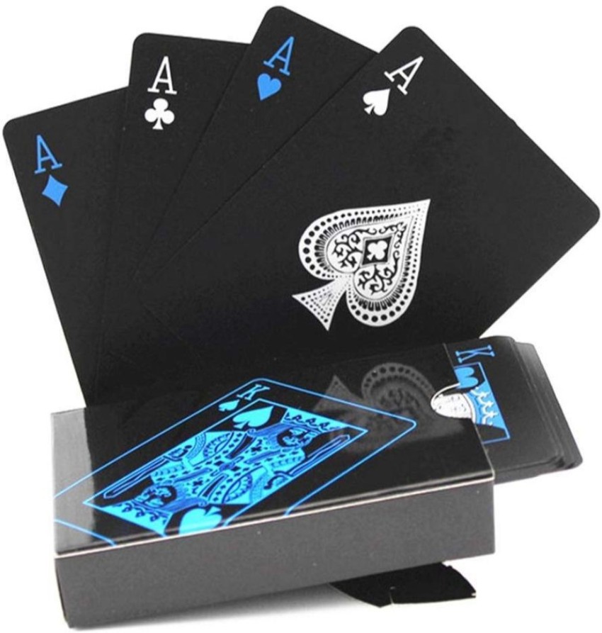 WeKonnect Black Playing Cards /Poker Cards, Waterproof PVC Plastic Blue &  Red of 54 Cards - Black Playing Cards /Poker Cards