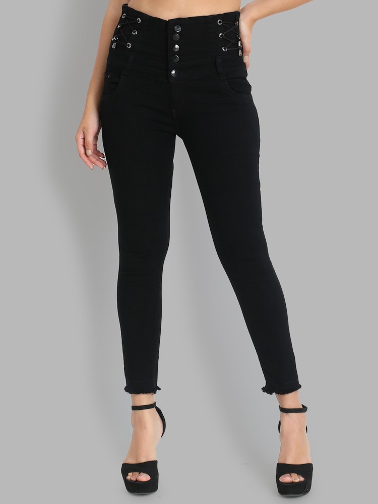 high waist denim Skinny Women Black Jeans - Buy high waist denim Skinny Women  Black Jeans Online at Best Prices in India