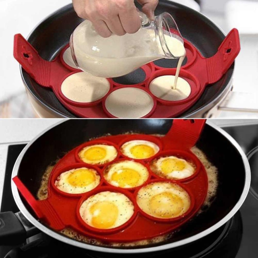 Tika 2 Pcs Non Stick Fried Egg Shaper Stainless Steel Pancake Ring Mold Cooking Tool, Black