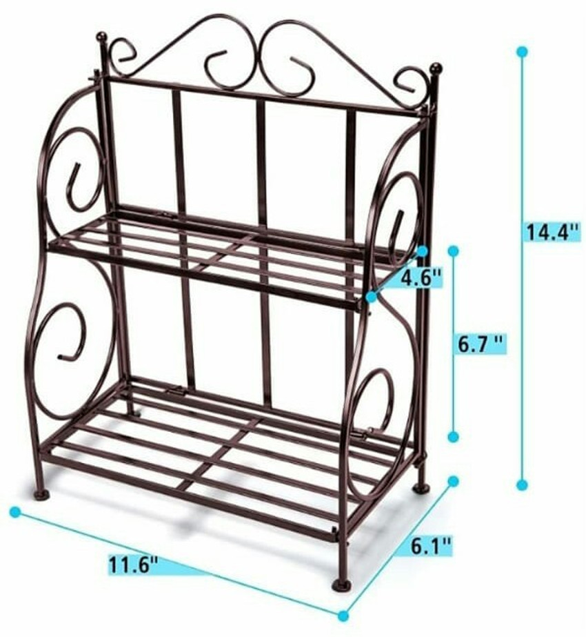 FlipsShoppee Wall decorative rack Iron shelf 2 Tier Foldable Kitchen Spice Rack Bathroom Flower Pot Countertop Counter Storage Shelf Organizer Black Steel Kitchen Rack Iron Wall Shelf Price in India