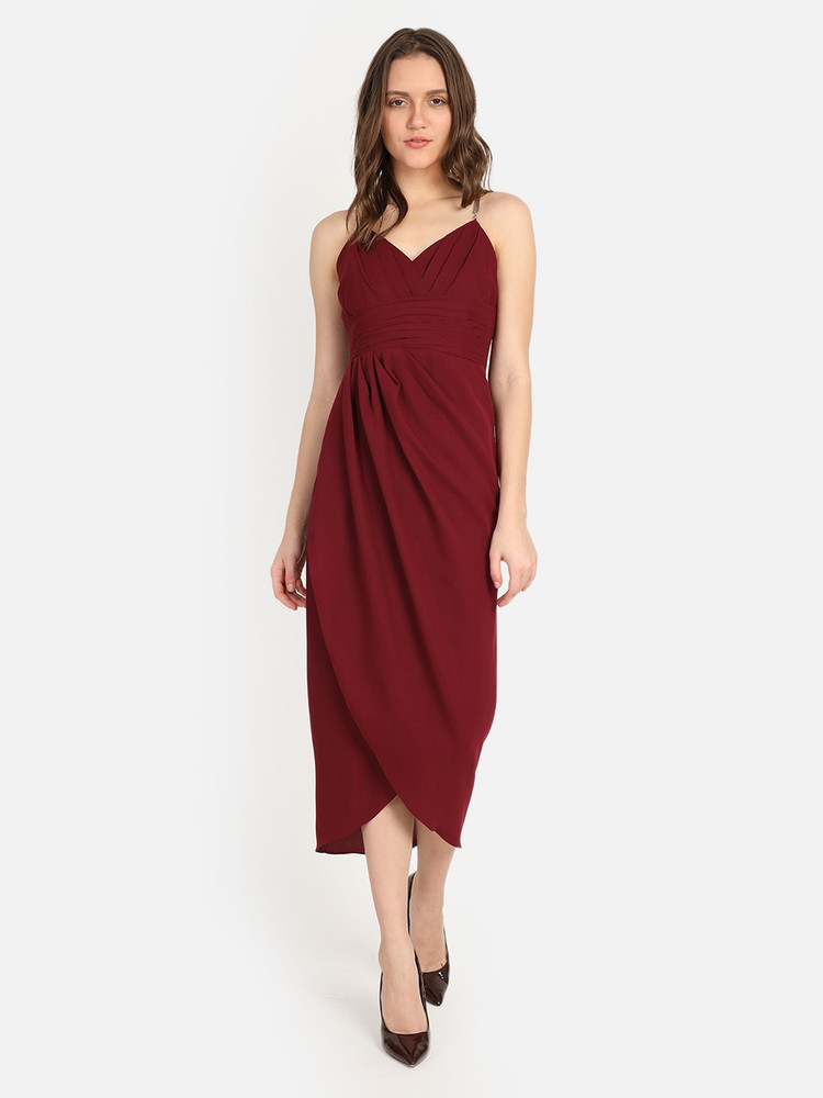 Cover Story Women A-line Maroon Dress - Buy Cover Story Women A-line Maroon  Dress Online at Best Prices in India | Flipkart.com