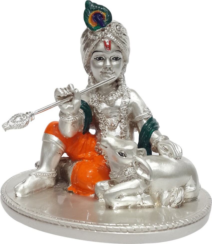 VACCHI Cow Krishna Murti Idol for car dashboard | Real 925 Silver ...