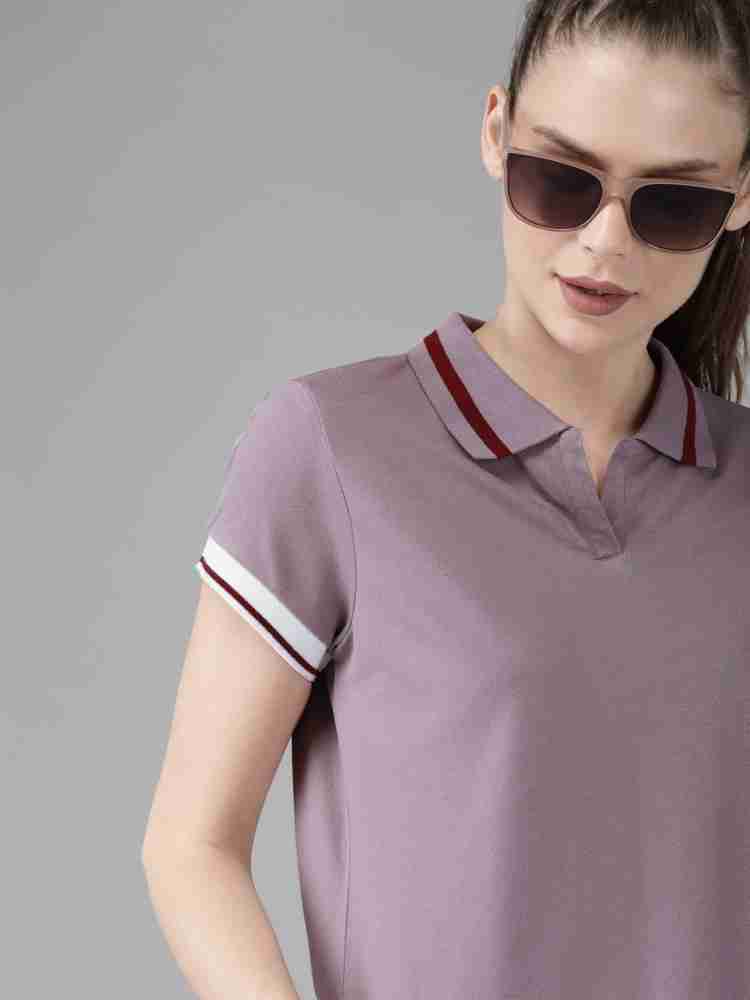 Roadster Solid Women Polo Neck Purple T-Shirt - Buy Roadster Solid Women  Polo Neck Purple T-Shirt Online at Best Prices in India