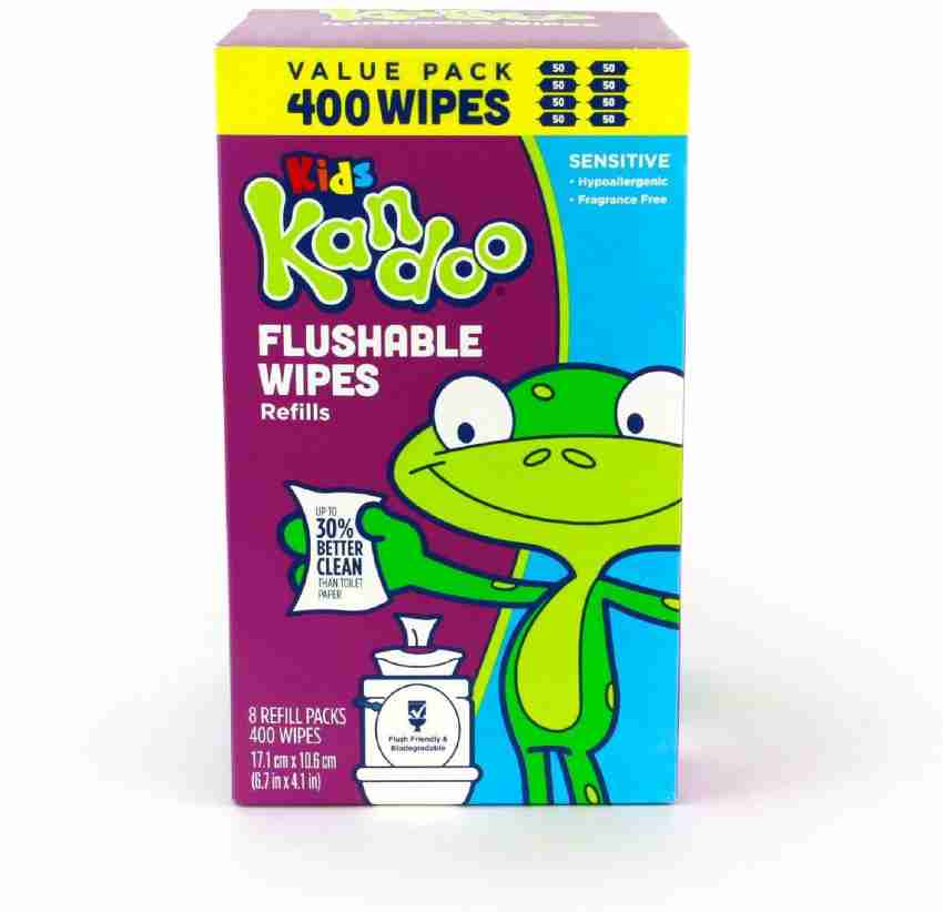 Kandoo Kids Sensitive Flushable Wipes, 2 pack, 100 count
