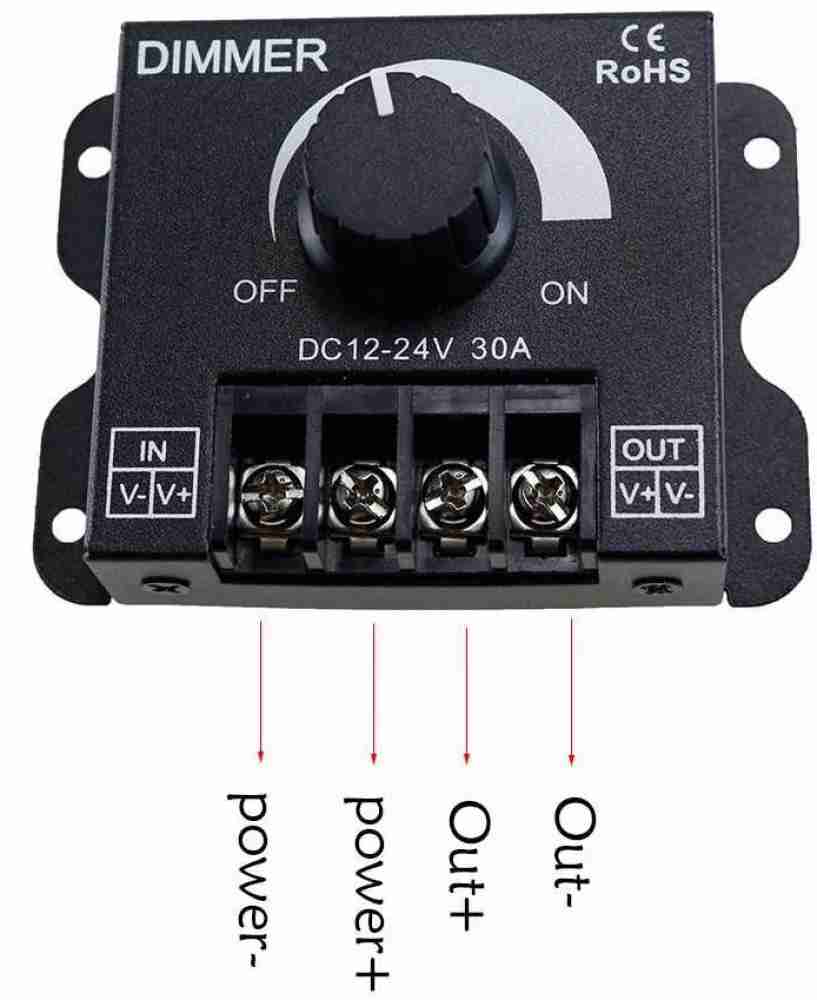 Buy Divinext DC 12V 24V 30A Adjustable Dimmer Switch Control LED Driver  Power Supply PWM Dimming Controller 30 A Rotary Dimmer online at