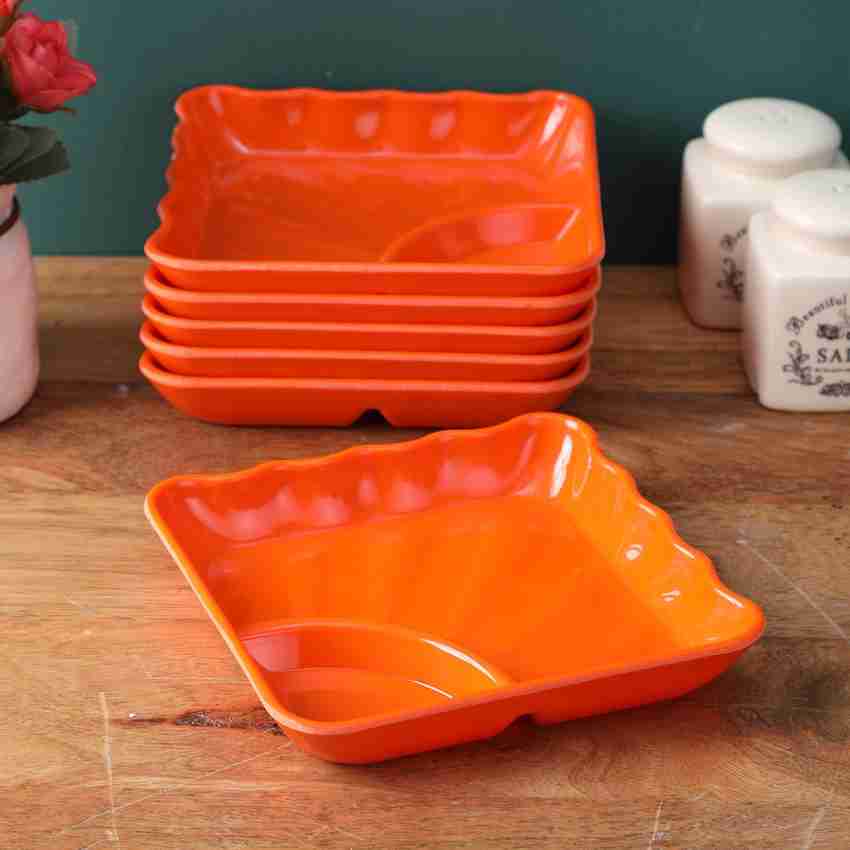 Artista Melamine Snack Plates Size 6 inches 12 pcs Orange