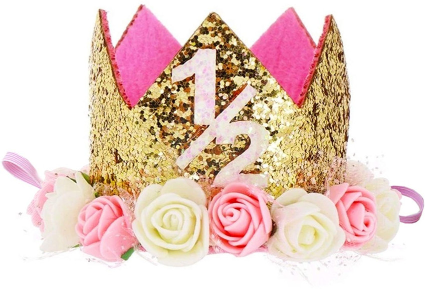 Party Propz 1pc Baby Crown Birthday Headband for Half Birthday