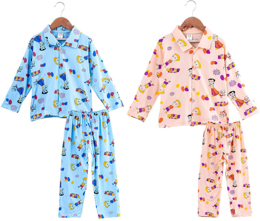 Trend Setter Boys Girls Printed Blue Night Suit Set