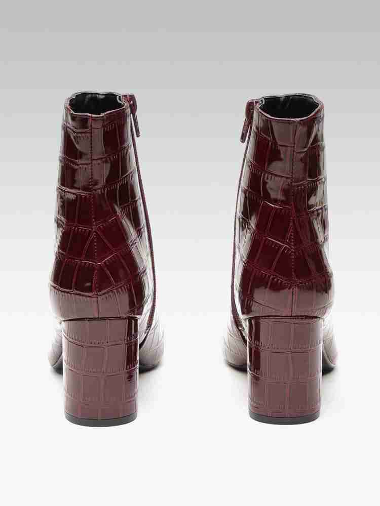 Burgundy croc hotsell booties