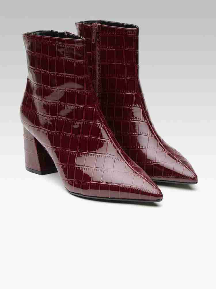Burgundy cheap croc booties