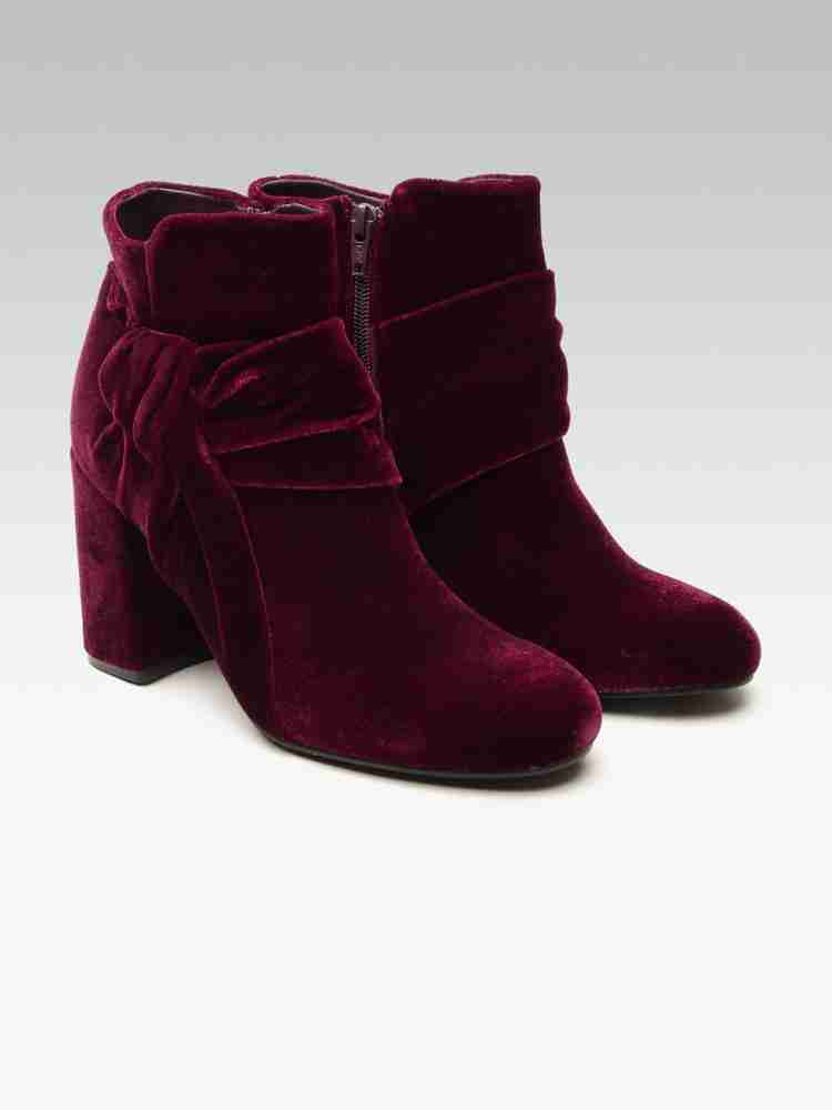 Burgundy velvet outlet ankle boots