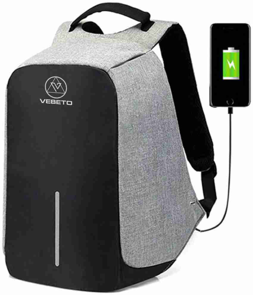 VEBETO Anti Theft Backpack USB Charging Port 15.6 Inch Expandable